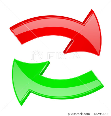 Red and green arrows. Set of 3d icons - Stock Illustration [48293682 ...