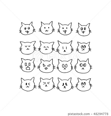 貓的情緒和悲傷表達模式集[單色] 48294778