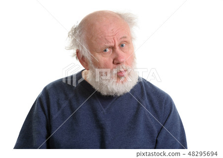 Puzzled senior man portrait isolated on white 48295694