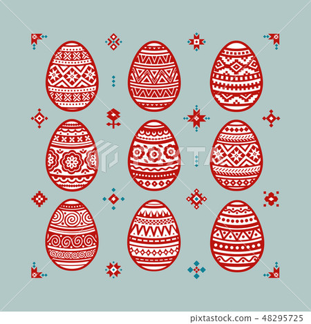 Set of colorful Easter eggs. Set of colorful Easter eggs. 48295725