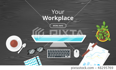 office workplace top view 48295769
