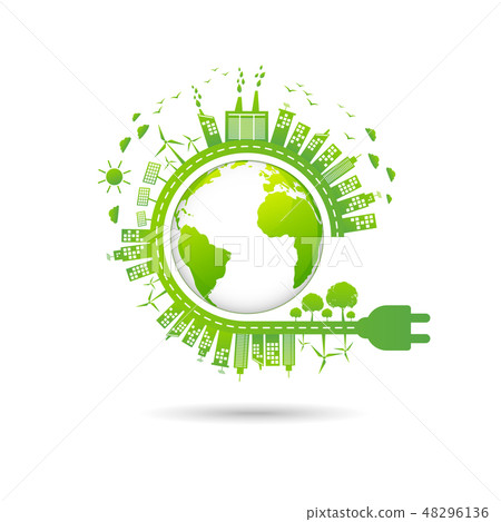 Ecology concept with green city Ecology concept with green city 48296136