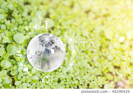 Ecology concept with renewable energy icons Ecology concept with renewable energy icons 48296420