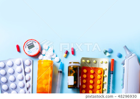 Healthcare concept on blue 48296930