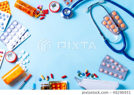 Healthcare concept on blue 48296931