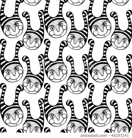 seamless pattern with fun face of gnome. vector 48297241