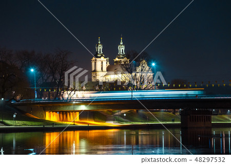 Church on the Skalka at night, Krakow, Poland 48297532