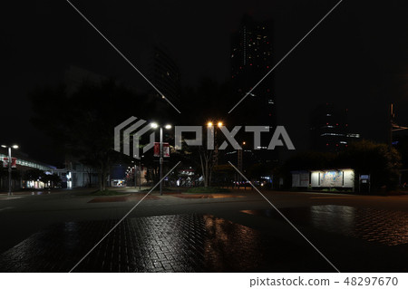 Yokohama Sakuragicho Station on a rainy night 48297670