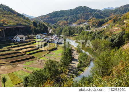 vegetable gardens near village houses near river vegetable gardens near village houses near river 48298061