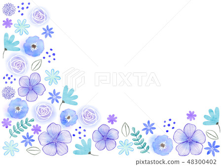 Flower frame blue series - Stock Illustration [48300402] - PIXTA