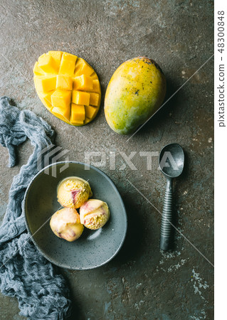 Homemade mango ice cream Homemade mango ice cream 48300848