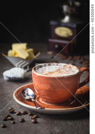 Bulletproof coffee, keto breakfast. 48300849