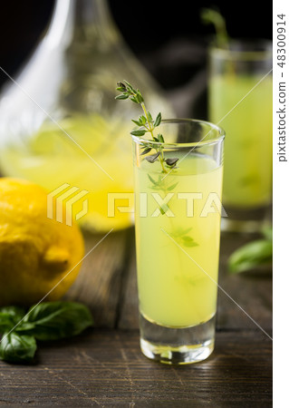 Italian lemon liqueur limoncello 48300914