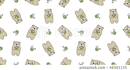 Bear seamless pattern vector polar bear coconut Bear seamless pattern vector polar bear coconut 48301135