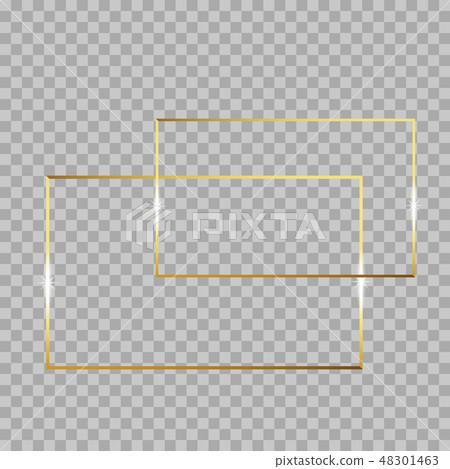 Gold shiny glowing vintage frame isolated on transparent background. Vector border illustration Gold shiny glowing vintage frame isolated on transparent background. Vector border illustration 48301463