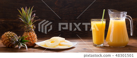 glass of pineapple juice with fresh fruits glass of pineapple juice with fresh fruits 48301501