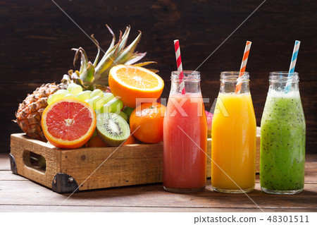 fruit juice and smoothie with fresh fruits fruit juice and smoothie with fresh fruits 48301511