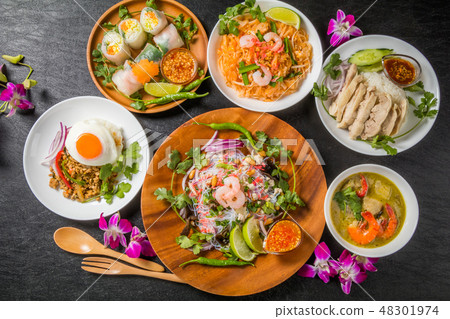 典型的泰國菜典型的東南亞菜 48301974