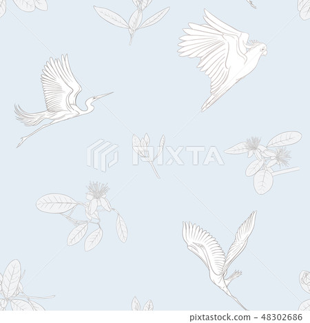 Seamless pattern, background. with tropical plants Seamless pattern, background. with tropical plants 48302686