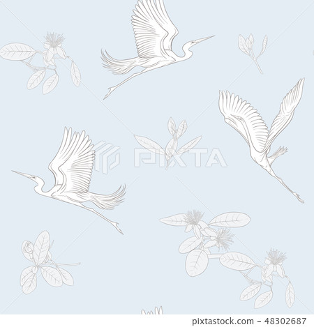 Seamless pattern, background. with tropical plants Seamless pattern, background. with tropical plants 48302687