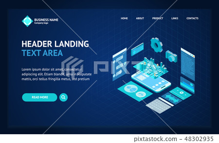 Mobile Phone Concept Landing Web Page Template... - Stock Illustration ...