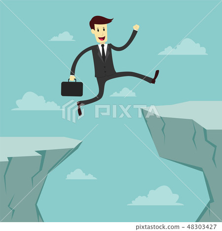 Businessman Jumping across the chasm 48303427