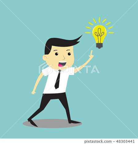 Businessman get an Idea and he look happy Businessman get an Idea and he look happy 48303441