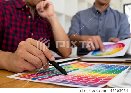 Designers choose color from the color band sample 48303684