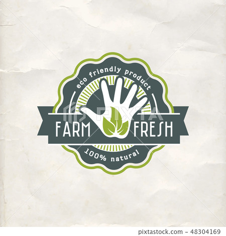 Natural organic food flat logo on paper background 48304169