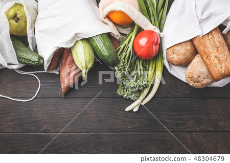Eco cotton bags with fruits and vegetables 48304679