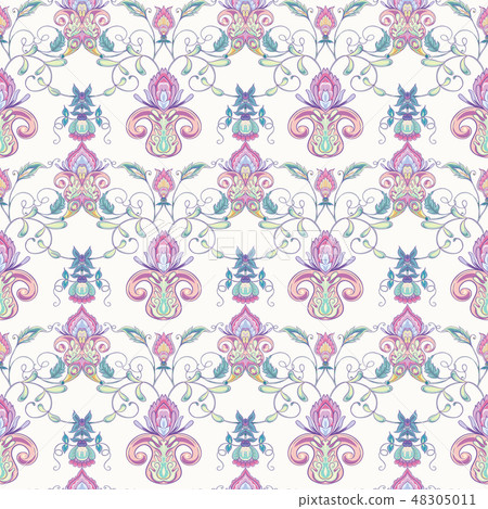 Stylized ornamental flowers in vintage style Stylized ornamental flowers in vintage style 48305011