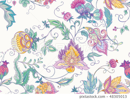 Stylized ornamental flowers in vintage style Stylized ornamental flowers in vintage style 48305013