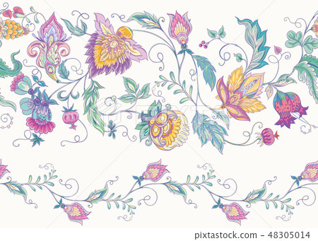 Stylized ornamental flowers in vintage style Stylized ornamental flowers in vintage style 48305014