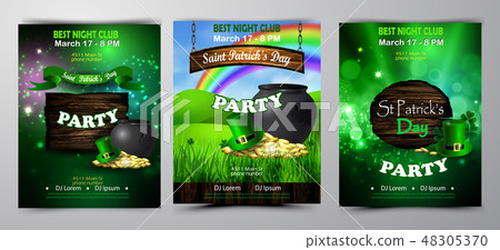 Irish holiday Saint Patrick s Day. Party poster, disco night placard 48305370