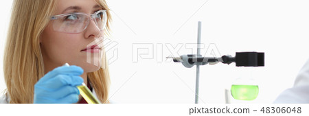 Technician hold in arms in protective gloves 48306048