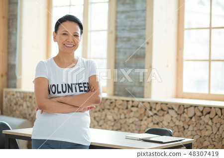 Positive female volunteer determining for actions 48307419