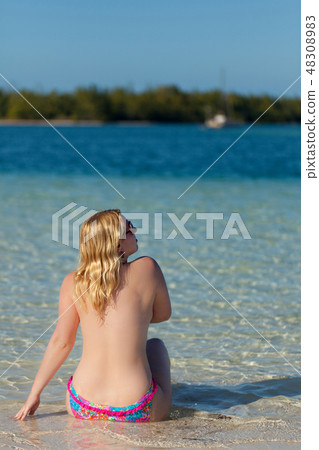 Portrait of young blonde woman at summer Portrait of young blonde woman at summer 48308983