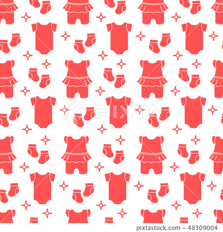 Seamless pattern with baby clothes 48309004