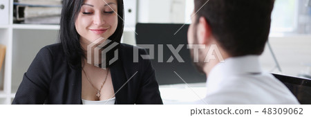 man and woman interview at office man and woman interview at office 48309062