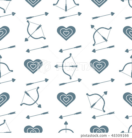 Seamless holiday pattern Bow, arrows, hearts. 48309166