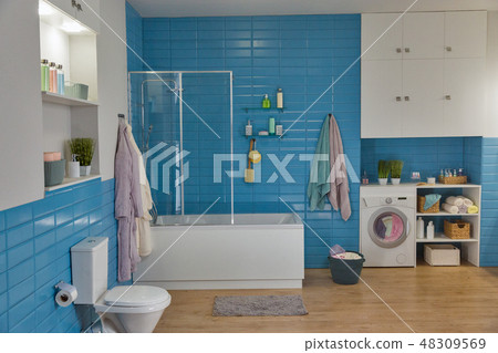 modern bathroom with toilet bowl modern bathroom with toilet bowl 48309569
