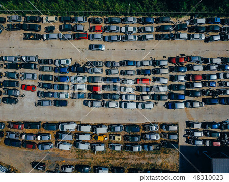 Aerial view of the big car dump Aerial view of the big car dump 48310023