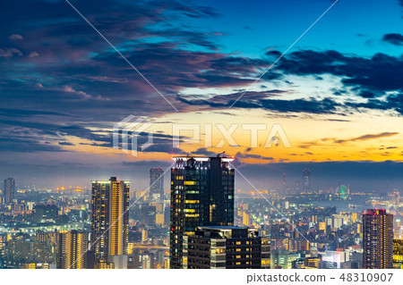 雨後大阪的夜景夜景梅田藍天大廈空中花園[大阪府] 48310907