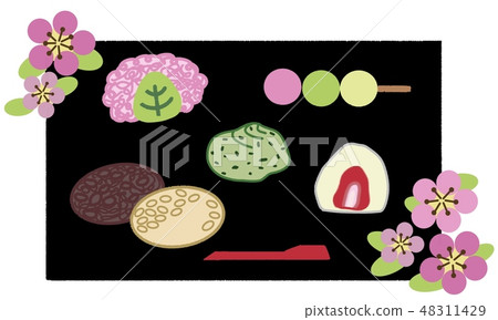 日本甜點（春天）背景黑色 48311429