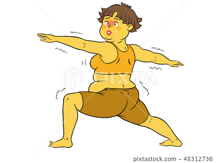 Dieting Yoga, Chubby Female - Stock Illustration [48312736] - PIXTA