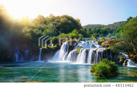 Krka Waterfalls on the Krka river, Croatia. 48313462
