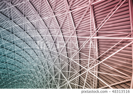 Modern interior architecture of metal steel roof. 48313516