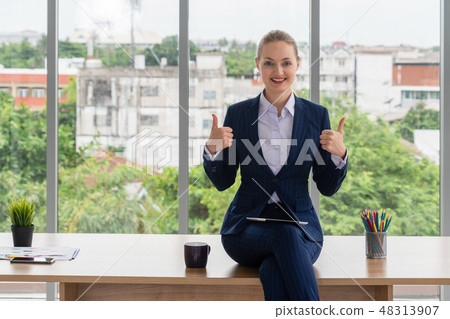 Portrait of businesswoman executive leader. Portrait of businesswoman executive leader. 48313907