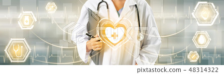 Doctor with Medical Healthcare Graphic in Hospital 48314322