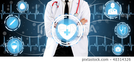 Doctor with Medical Healthcare Graphic in Hospital 48314326